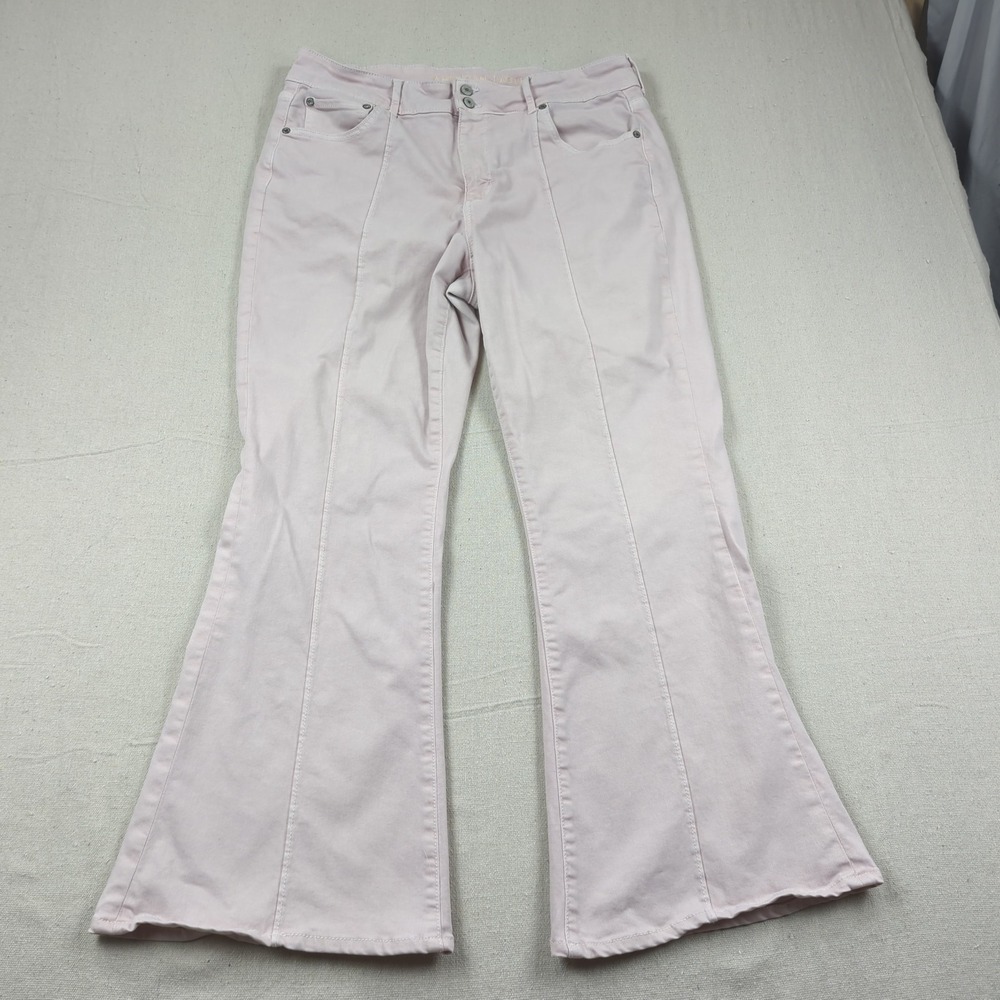 American Eagle Jeans Womens‎ 16 Pink High Rise Flare Stretch Hippie